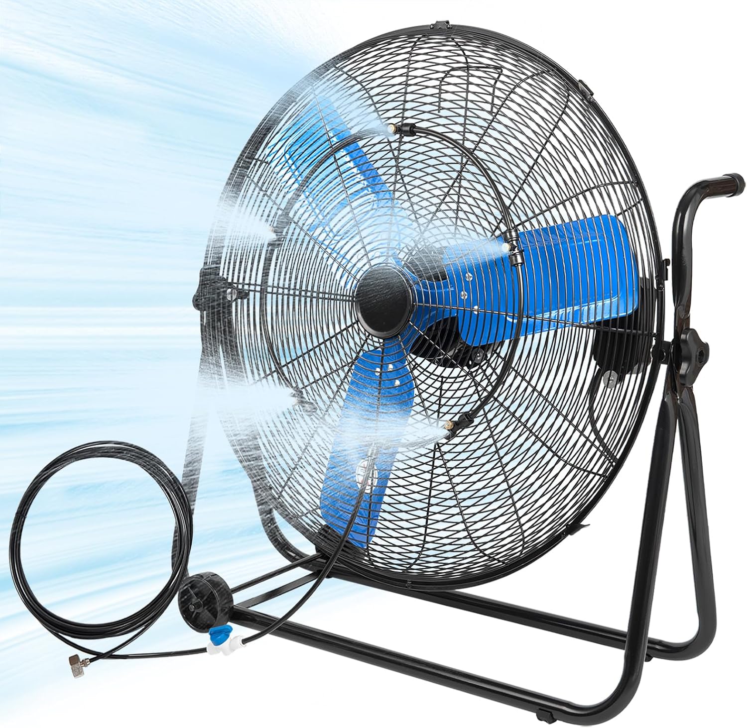 24 Inch Industrial Floor Fan High Velocity 8500 CFM Heavy Duty Outdoor Misting Fan with Aluminum Blades, 360  Adjustable Tilt Metal Fans for Workshop Patio Warehouse Factory Garage - UL Listed